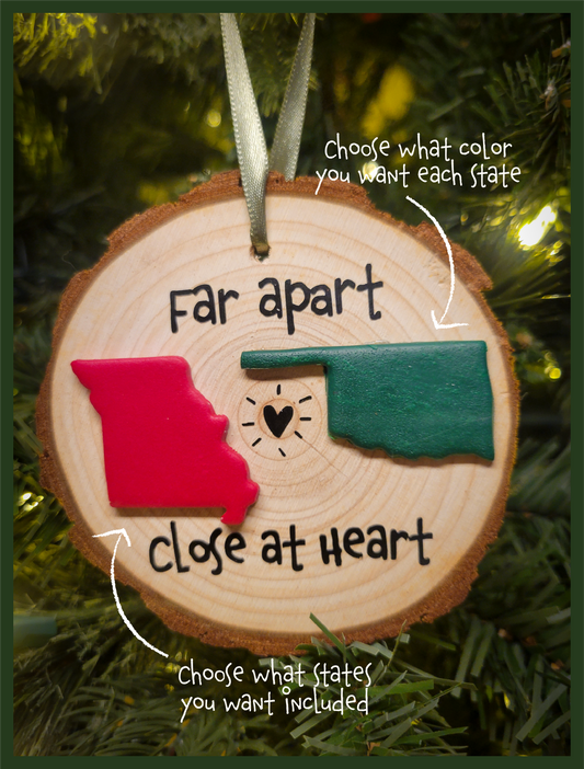 Far Apart Distance Custom State to State Ornament