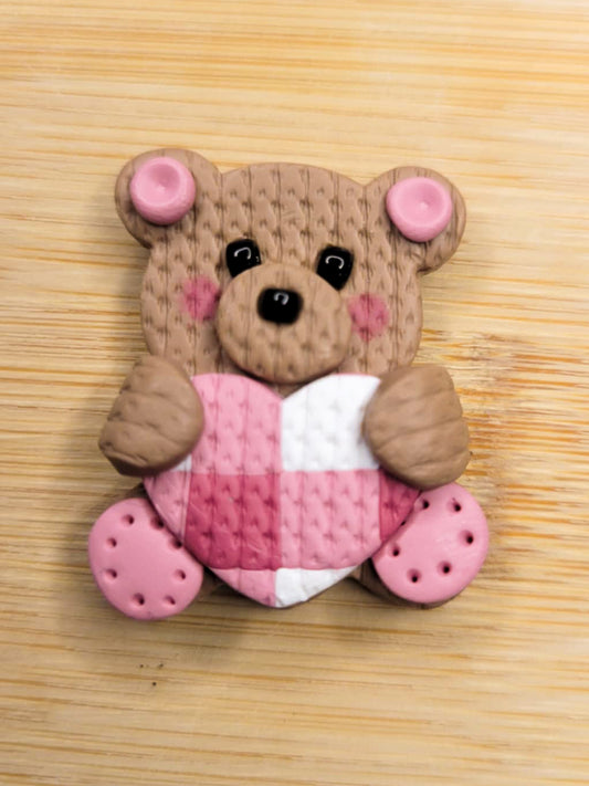 Gingham Hearts Bash the Bear Magnet