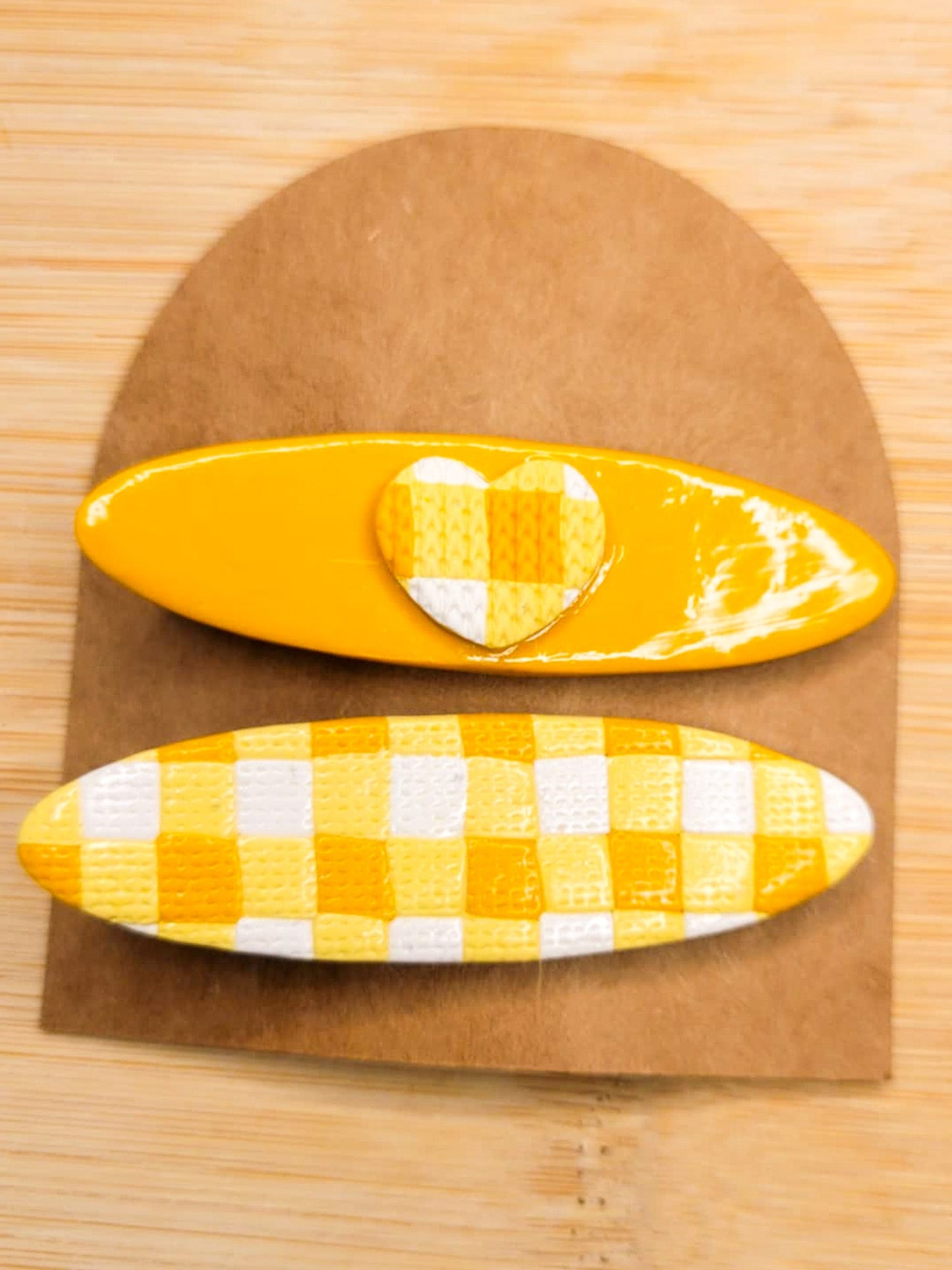 Hearts and Gingham Summer Hair Barrettes