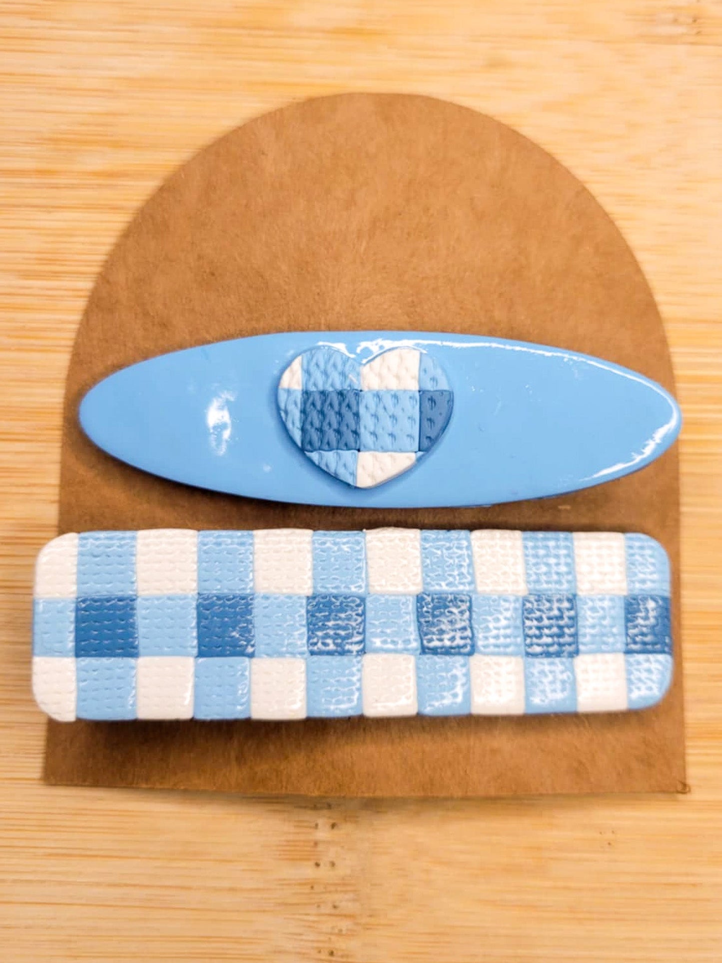 Hearts and Gingham Summer Hair Barrettes