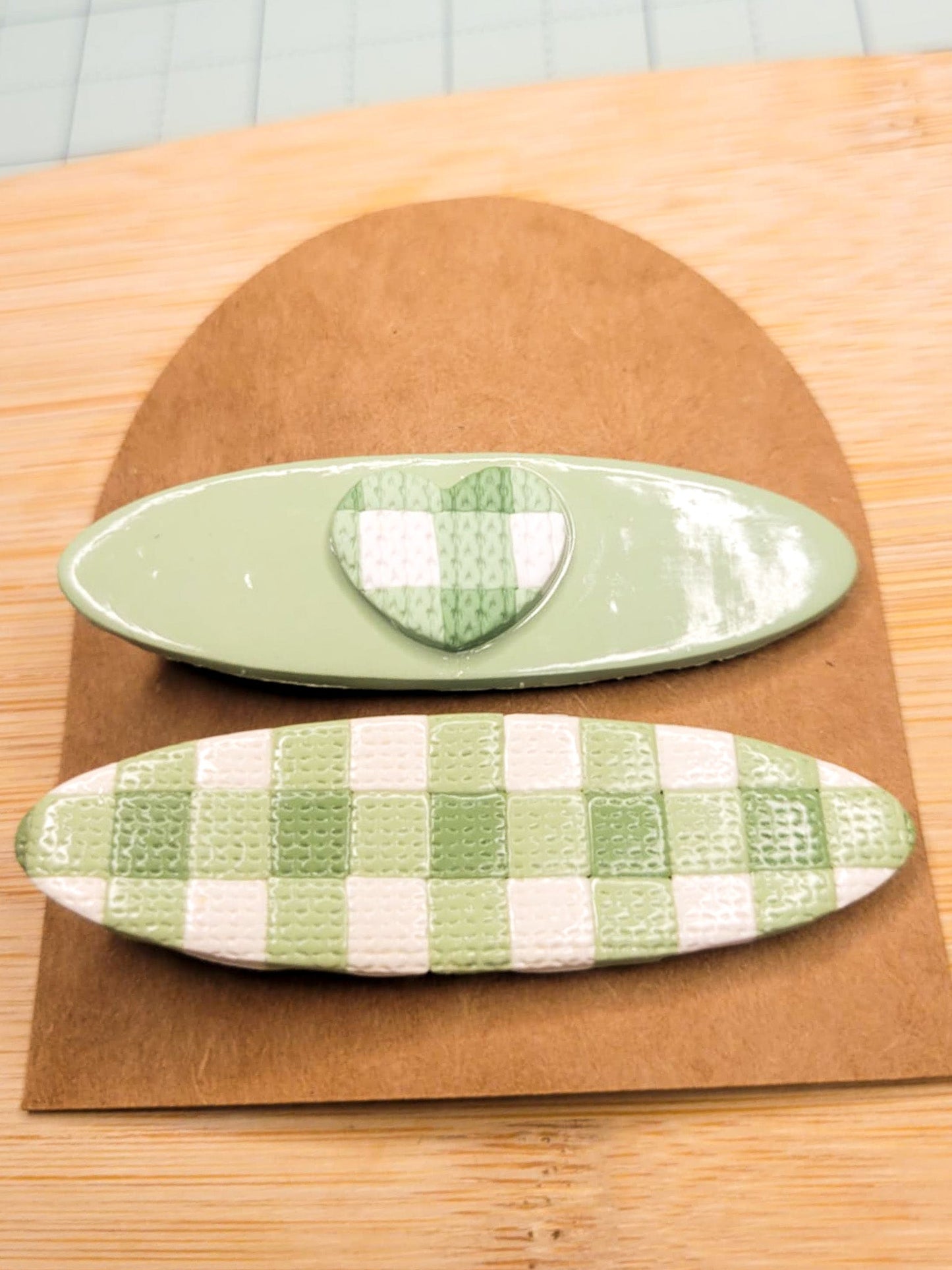 Hearts and Gingham Summer Hair Barrettes